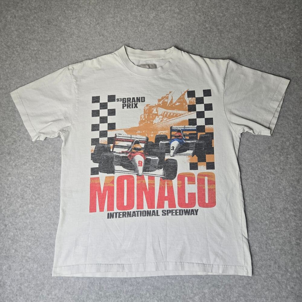 Pacsun Men's White 1993 Grand Prix Monaco Speedway Graphic T-Shirt - Size XL